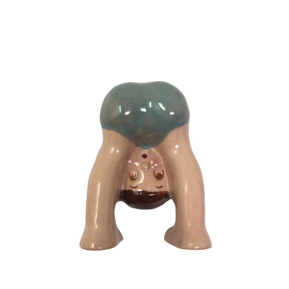 Little Girl Bent Over Peeking Through Knees Figurine Marked Vintage
